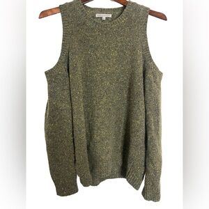 Rebecca Minkoff Green Marled Cold Shoulder Sweater Size L